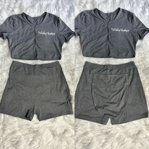 Women’s Drop seat two piece set, shorts w/buttflap & cropped button shirt. - Picture 2 of 3